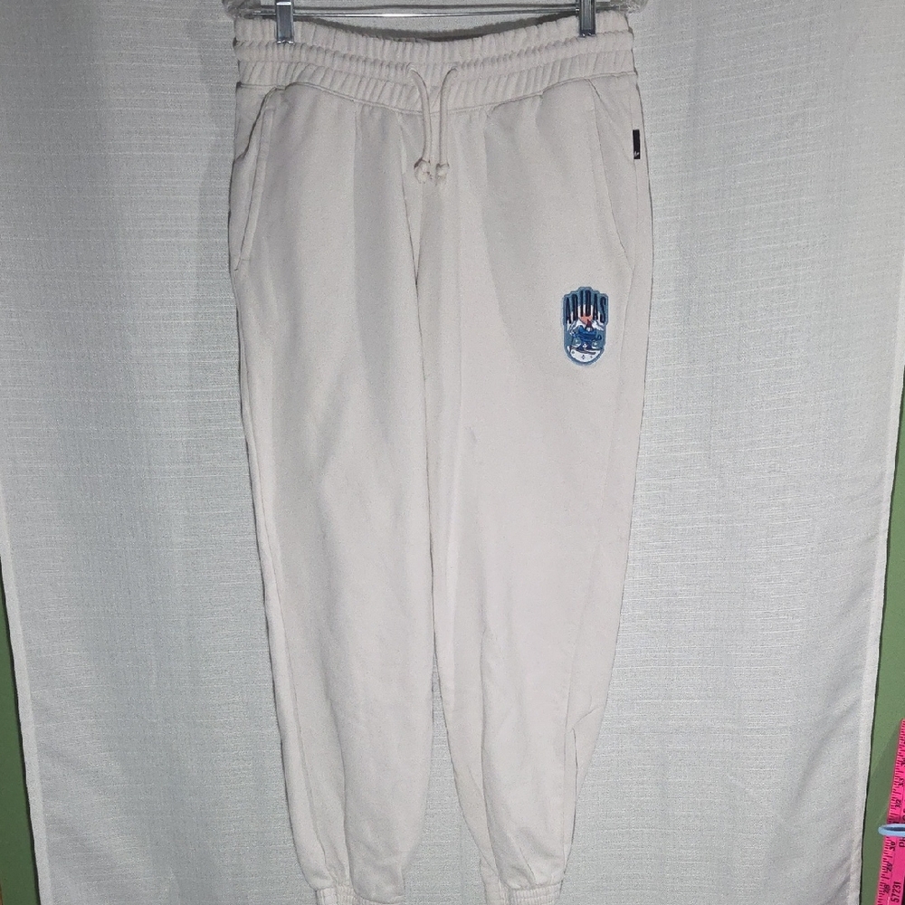 adidas Cream Track Pants with Logo